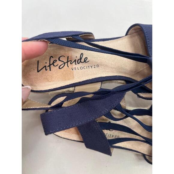 LifeStride Katrina 2 Shoes Size US 8.5 Navy Blue Espadrilles Wedge Canvas - Picture 3 of 13